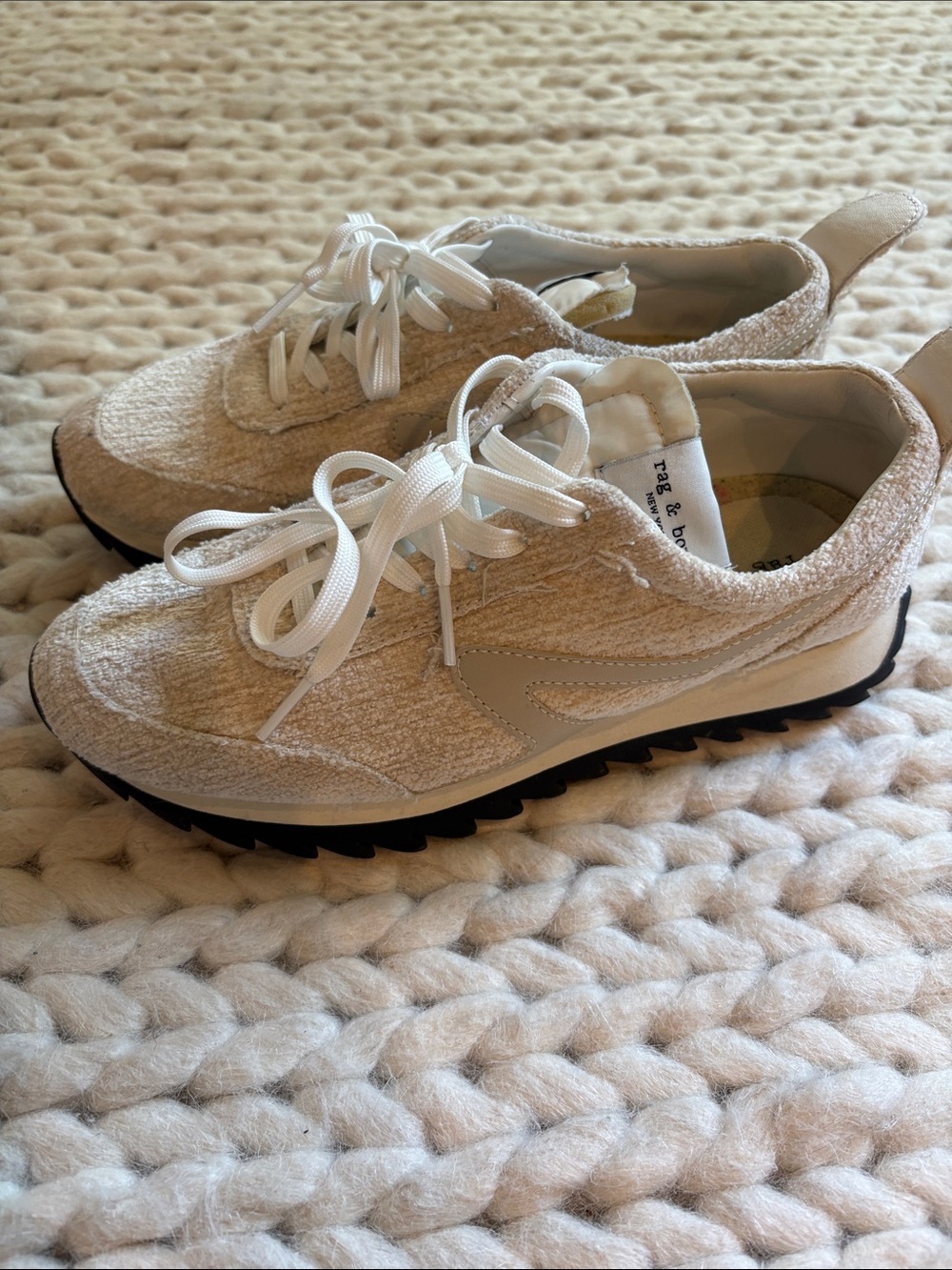 rag & bone Cream Beige Women's Lace-Up Sneakers